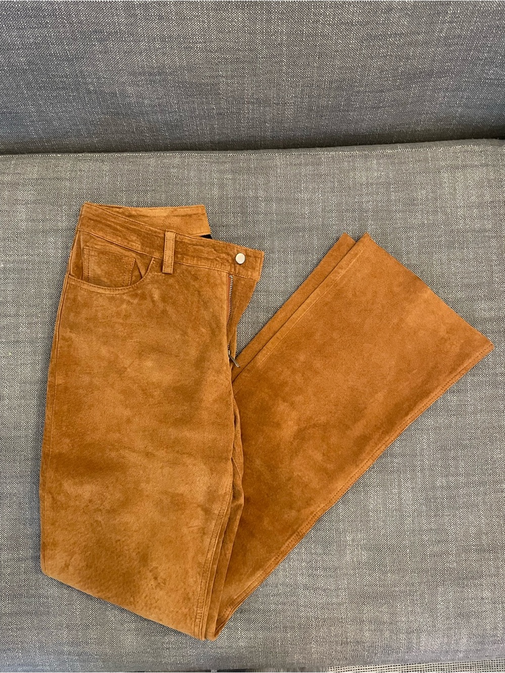 Women's Suede pants in Cognac Brown